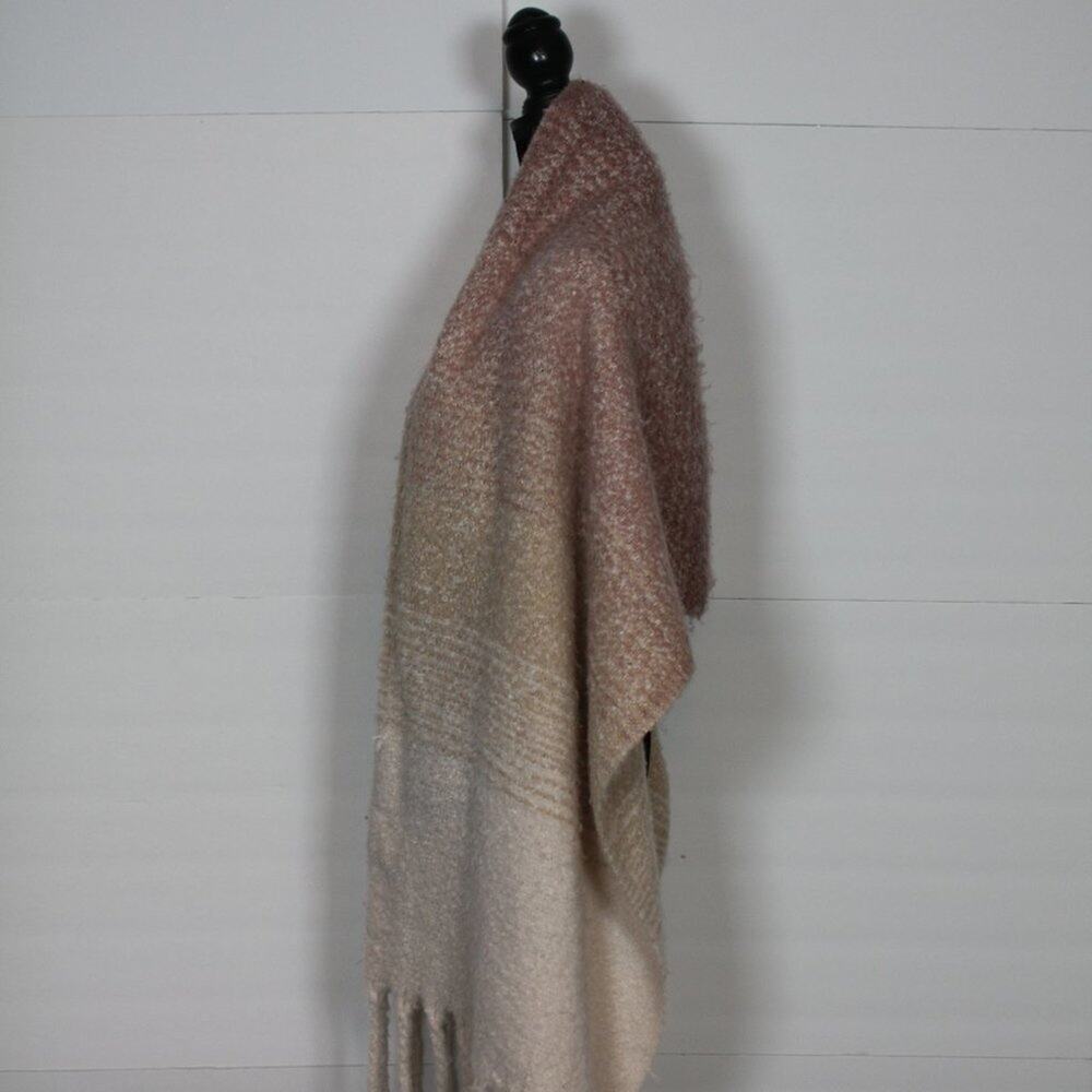 Mersea Large Ombre Cream, Beige, Mauve Knit Scarf - Picture 9 of 12
